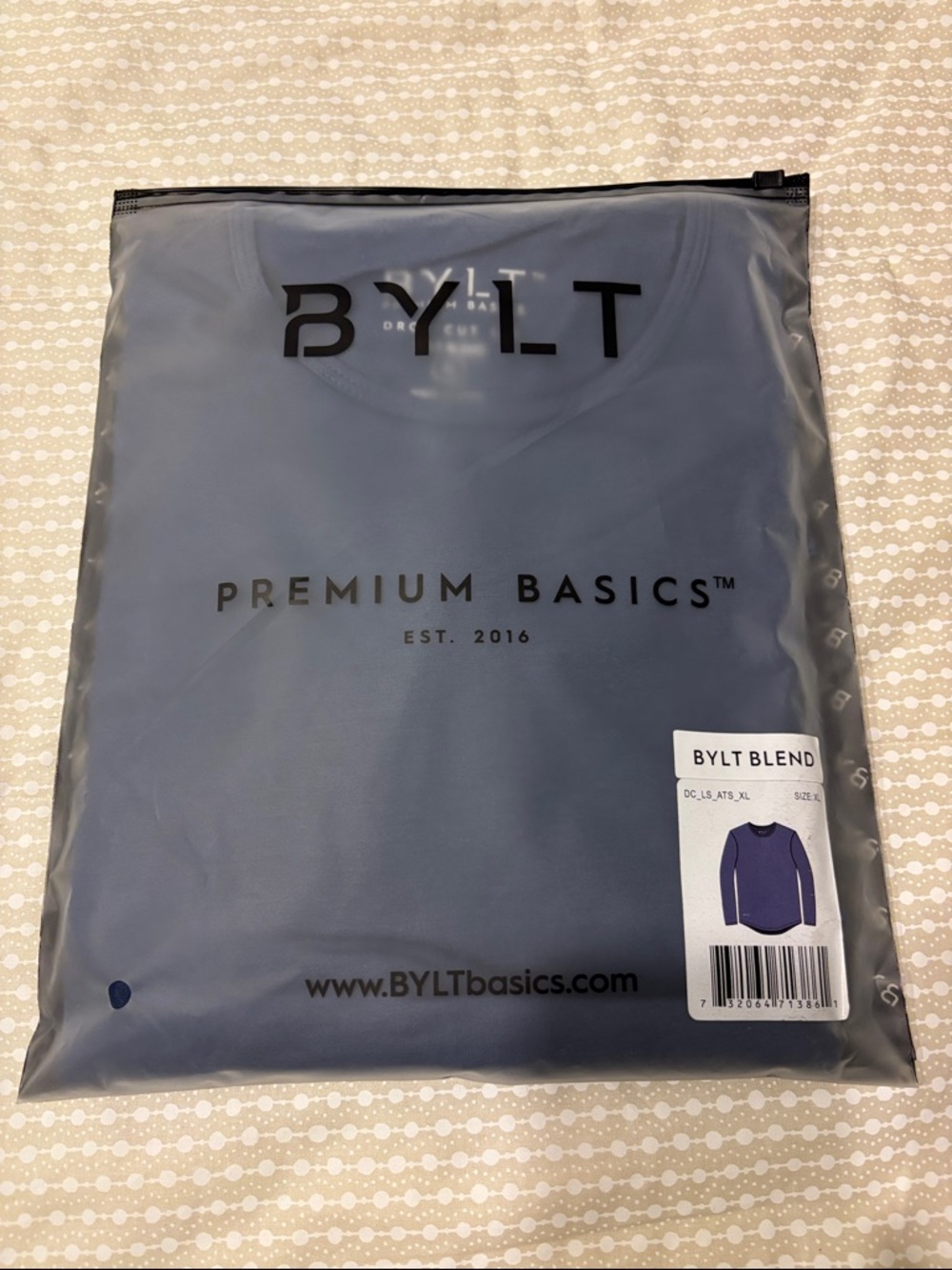 BYLT Basics Premium Drop-Cut Long Sleeve Shirt Blue XL - Picture 4 of 5